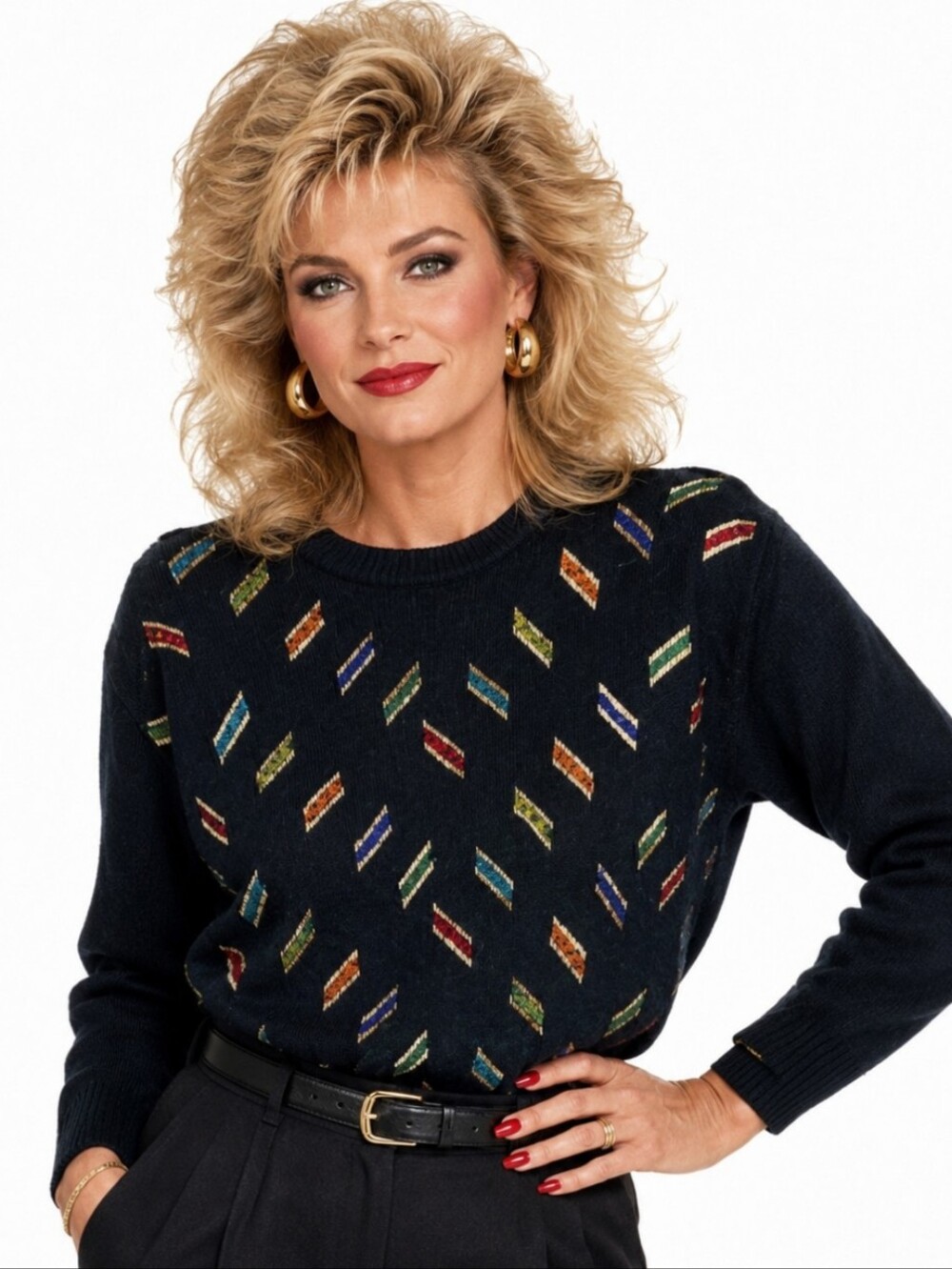 Vtg Silk/Angora Blend Luxe Beaded Black Long Sleeve Pull on Glam Sweater Sz M